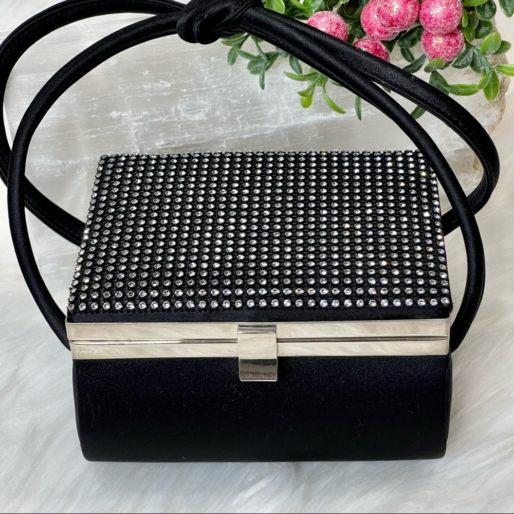 ππSOLDππLA REGALE EVENING BAG vintage UNIQUE CRYSTAL topped SQUARE shaped - Picture 2 of 14